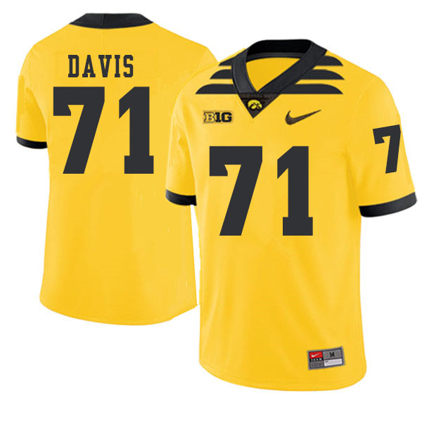 2019 Men #71 Carl Davis Iowa Hawkeyes College Football Alternate Jerseys Sale-Gold